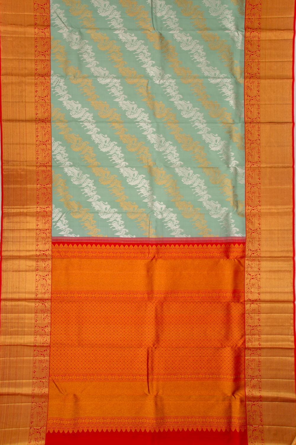 Kanchipuram Silk Jaal Pastel Green Saree