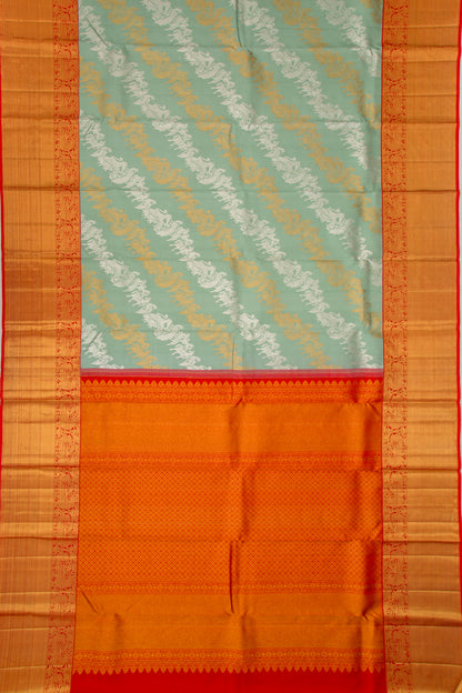Kanchipuram Silk Jaal Pastel Green Saree