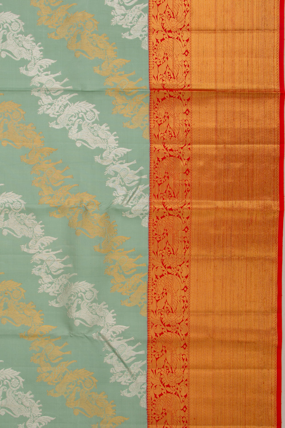 Kanchipuram Silk Jaal Pastel Green Saree
