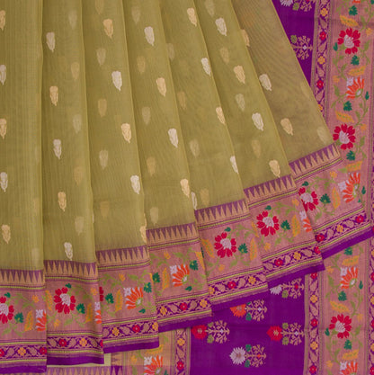 Banarasi Kora Organza Butta Green Saree