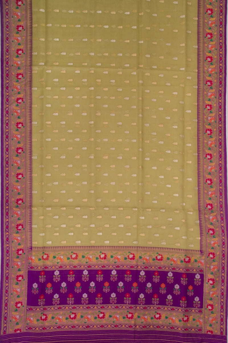 Banarasi Kora Organza Butta Green Saree