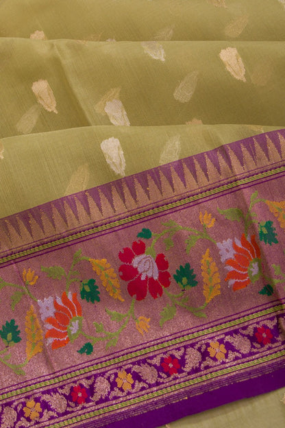 Banarasi Kora Organza Butta Green Saree