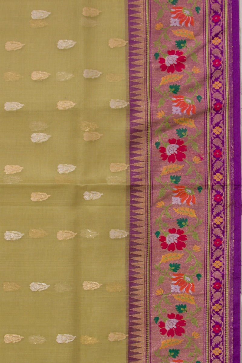 Banarasi Kora Organza Butta Green Saree