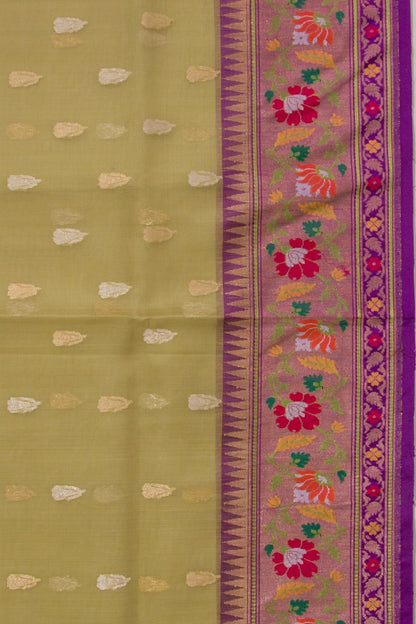 Banarasi Kora Organza Butta Green Saree