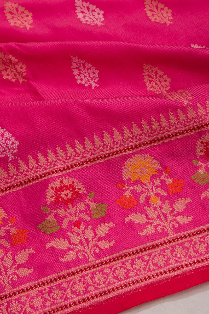 Banarasi Silk Butta Pink Saree