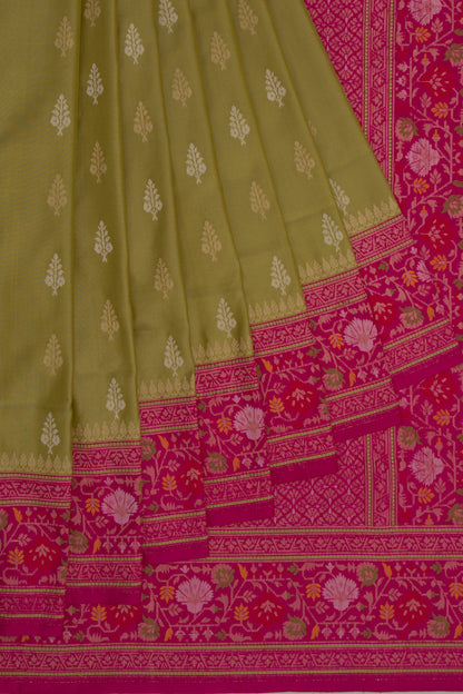 Banarasi Silk Butta Mehendi Green Saree