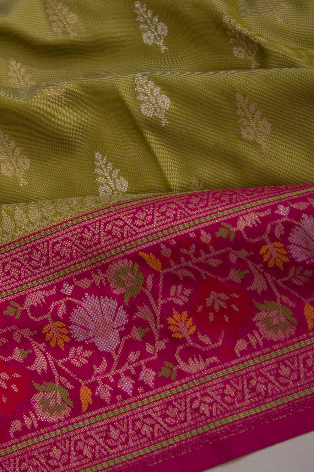 Banarasi Silk Butta Mehendi Green Saree