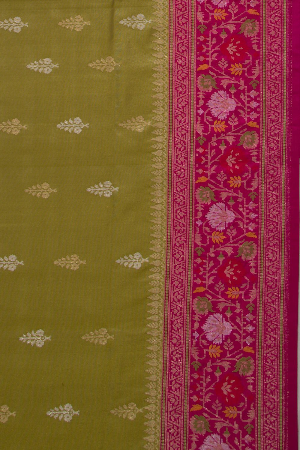 Banarasi Silk Butta Mehendi Green Saree