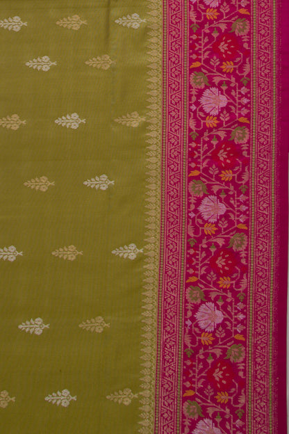 Banarasi Silk Butta Mehendi Green Saree