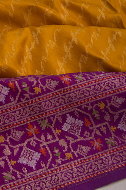 Banarasi Silk Jaal Mustard Yellow Saree