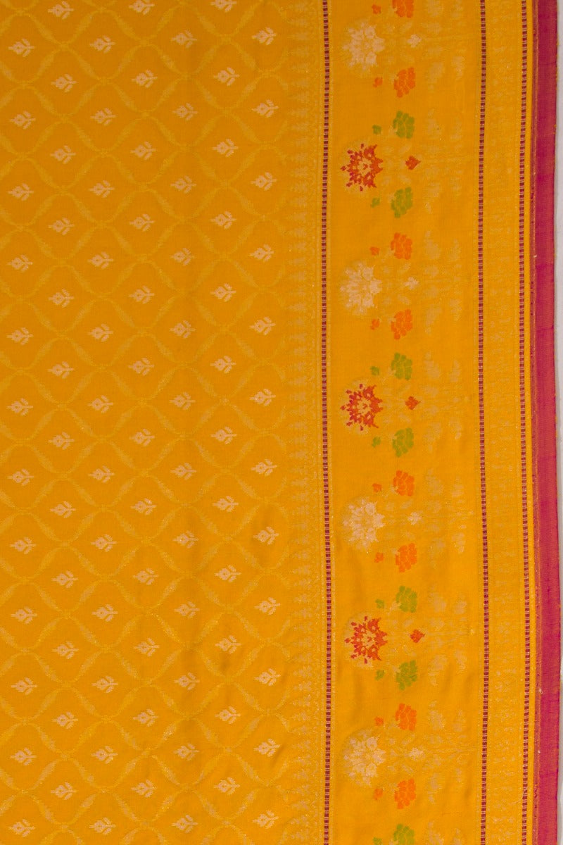 Banarasi Silk Jaal Mustrad Yellow Saree