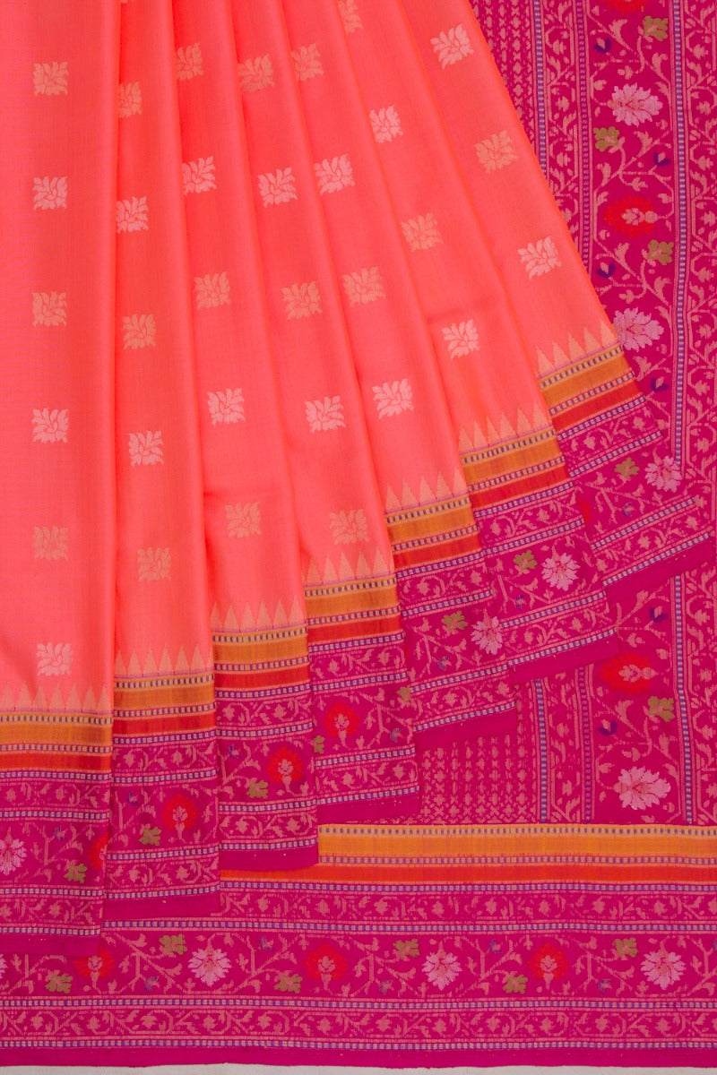 Banarasi Silk Butta Peach Saree