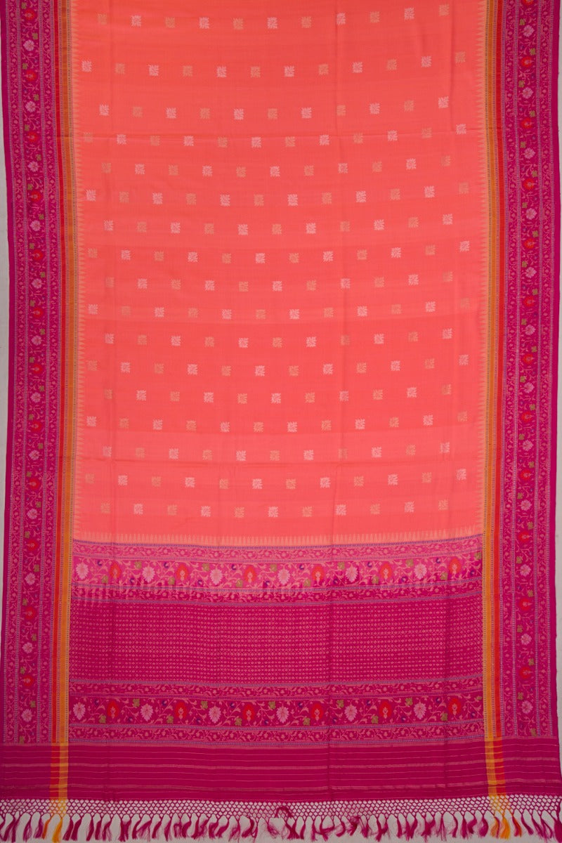 Banarasi Silk Butta Peach Saree