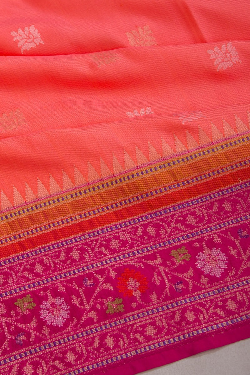 Banarasi Silk Butta Peach Saree