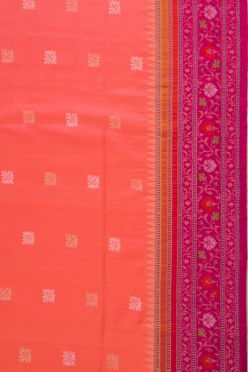 Banarasi Silk Butta Peach Saree