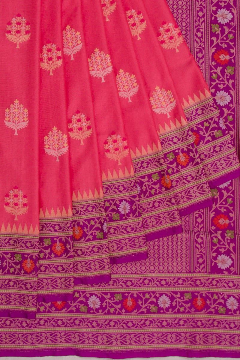 Banarasi Silk Butta Pink Saree