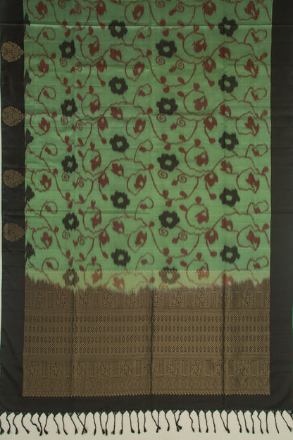 Coimbatore Silk Floral Printed Pastel Green Saree