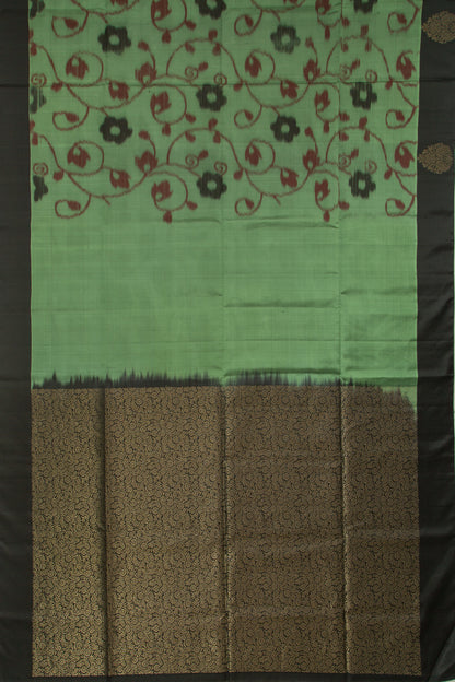 Coimbatore Silk Floral Printed Pastel Green Saree