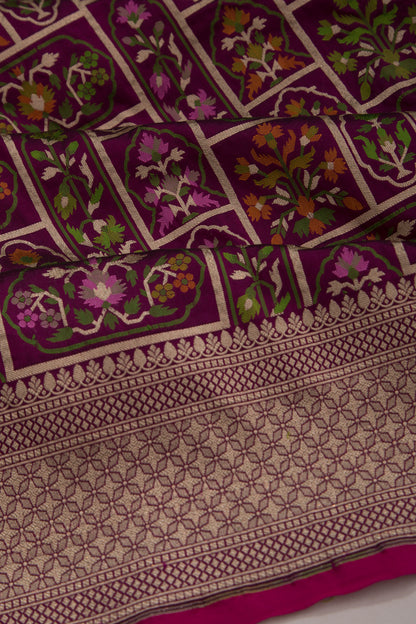 Banarasi Silk Brocade Purple Saree