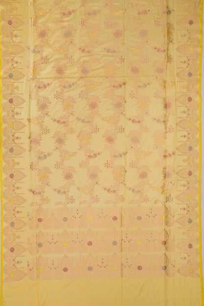 Banarasi Silk Jaal Pastel Yellow Saree