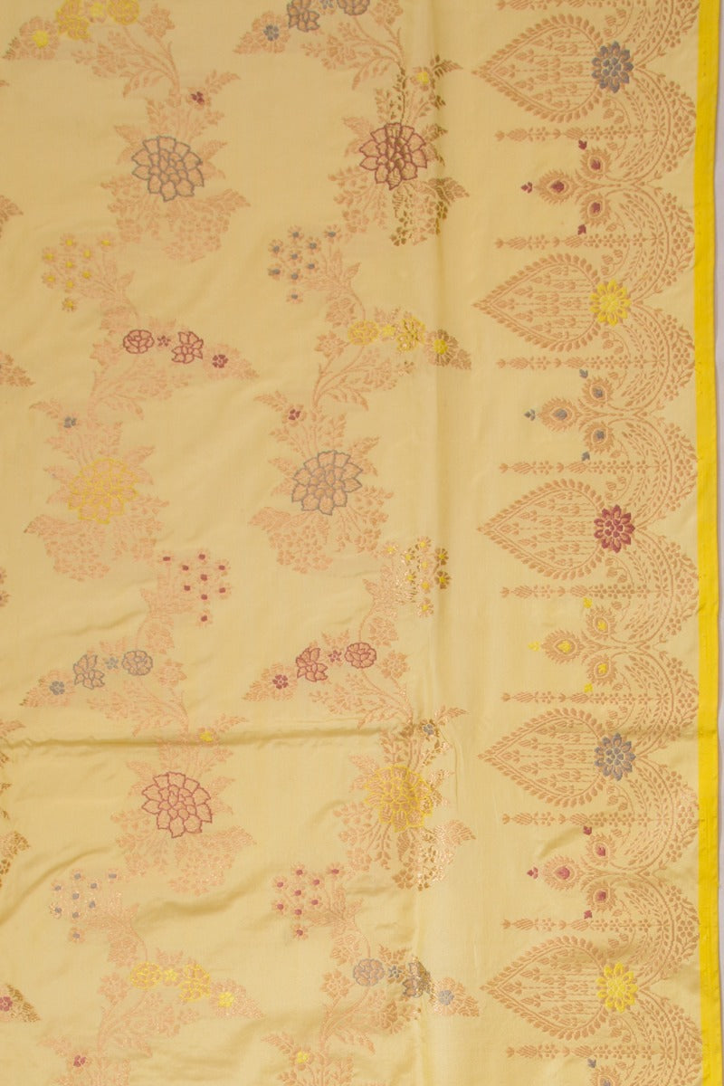 Banarasi Silk Jaal Pastel Yellow Saree