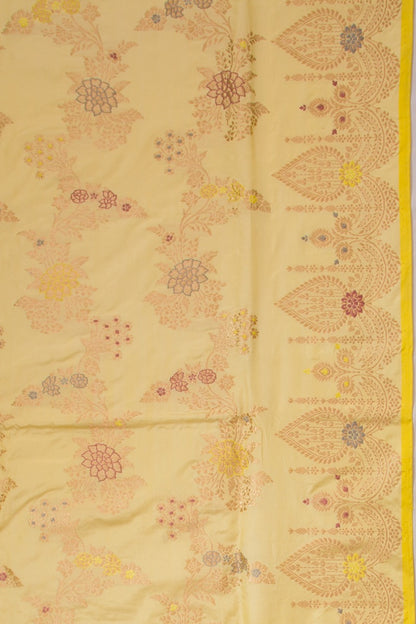 Banarasi Silk Jaal Pastel Yellow Saree