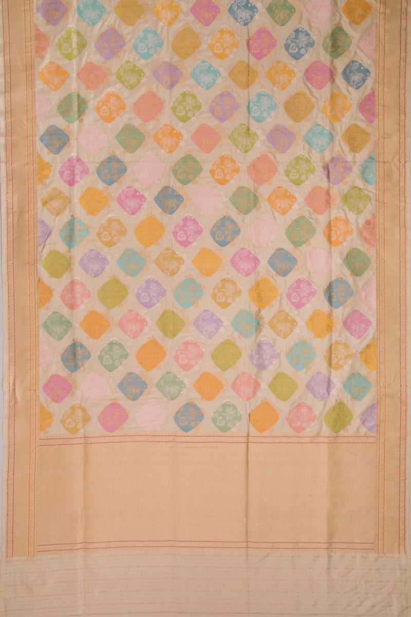 Banarasi Silk Jaal Cream Saree