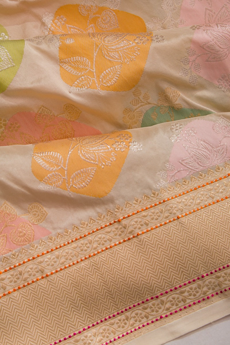 Banarasi Silk Jaal Cream Saree