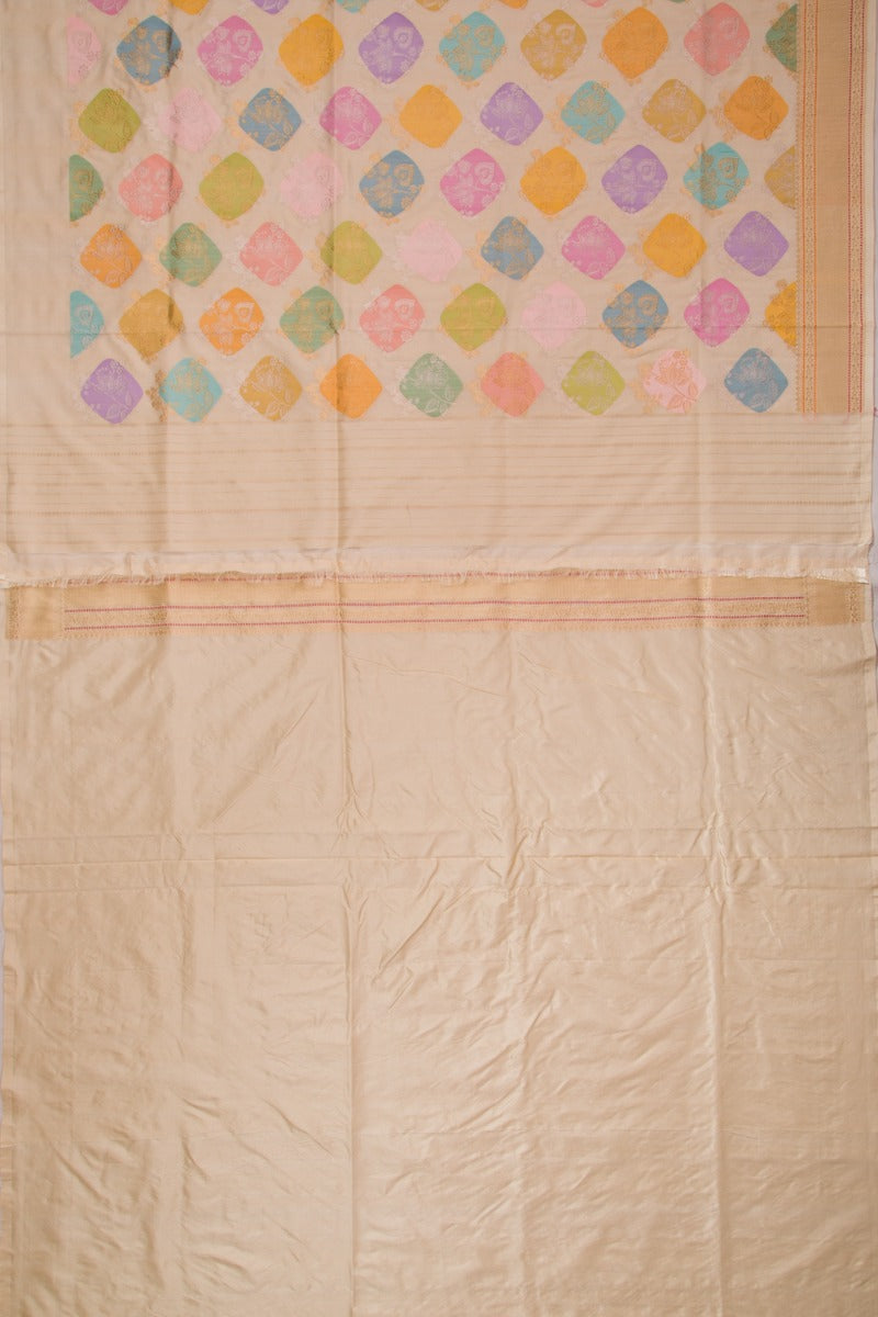 Banarasi Silk Jaal Cream Saree