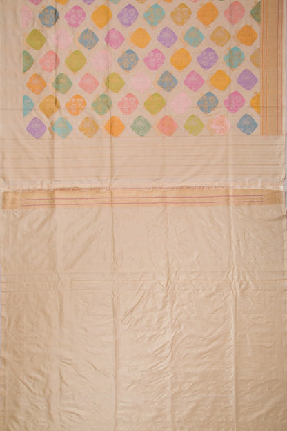 Banarasi Silk Jaal Cream Saree