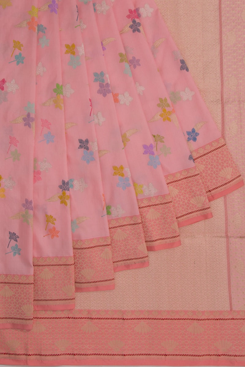 Banarasi Silk Jaal Baby Pink Saree