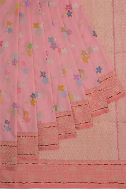 Banarasi Silk Jaal Baby Pink Saree