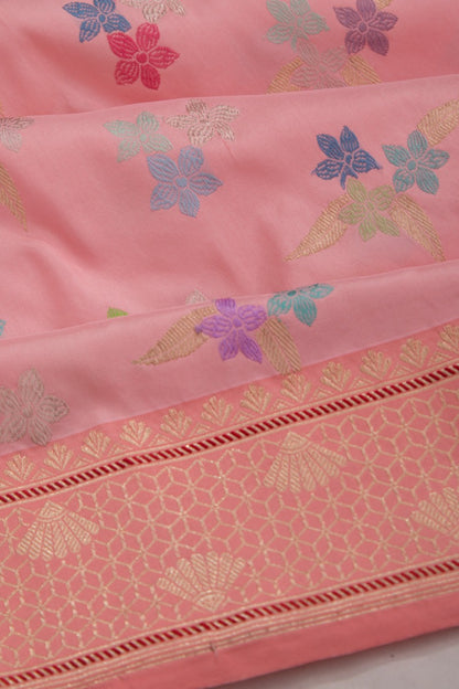 Banarasi Silk Jaal Baby Pink Saree