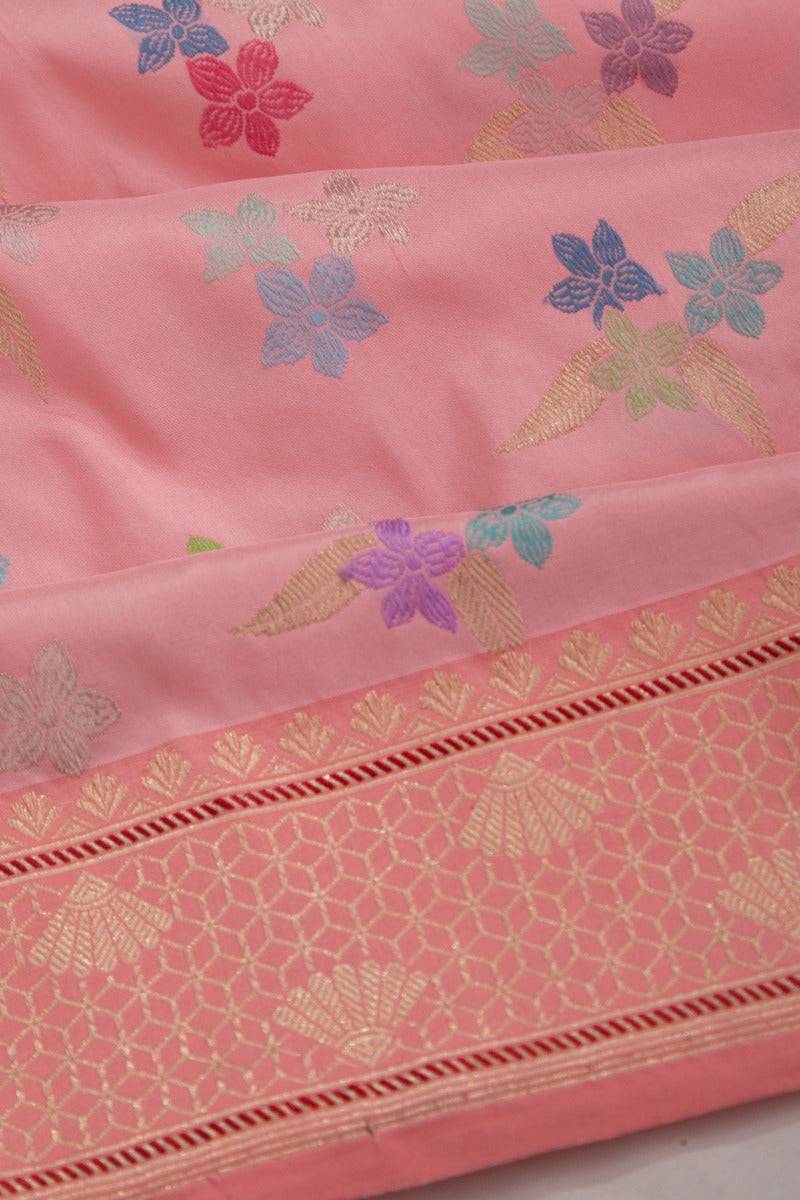 Banarasi Silk Jaal Baby Pink Saree
