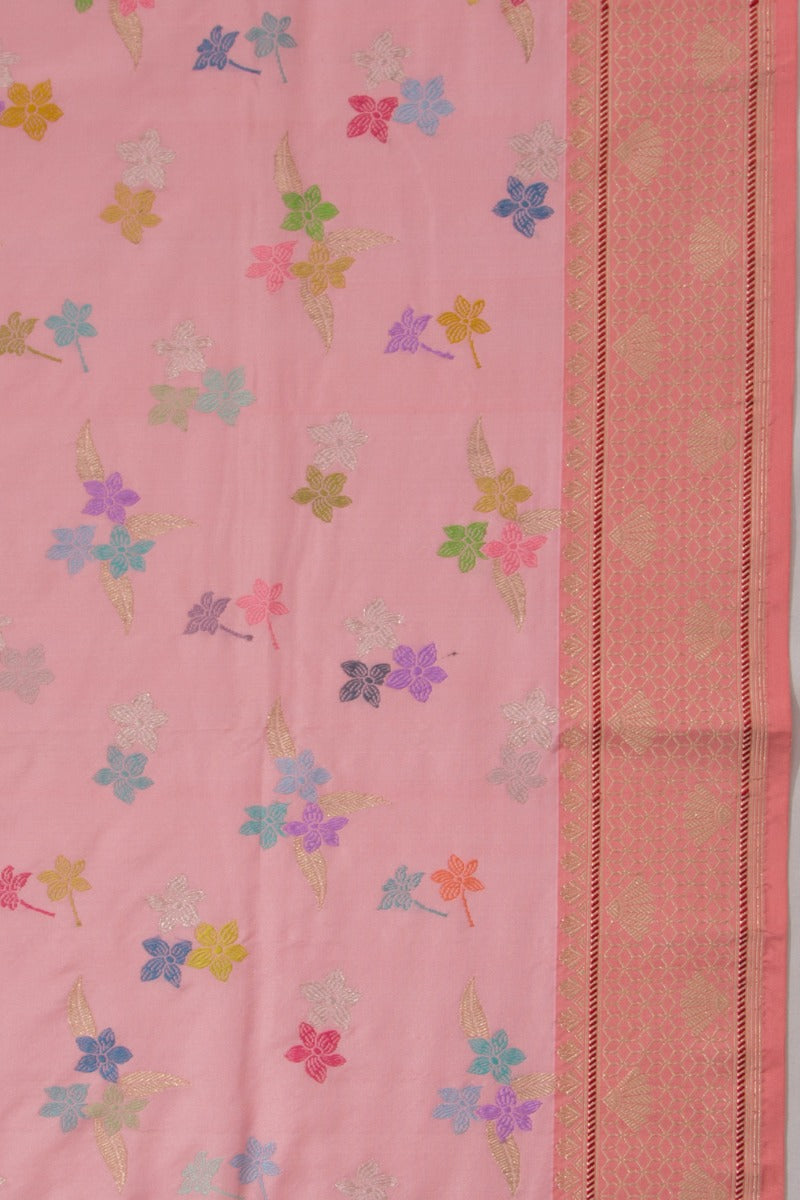 Banarasi Silk Jaal Baby Pink Saree