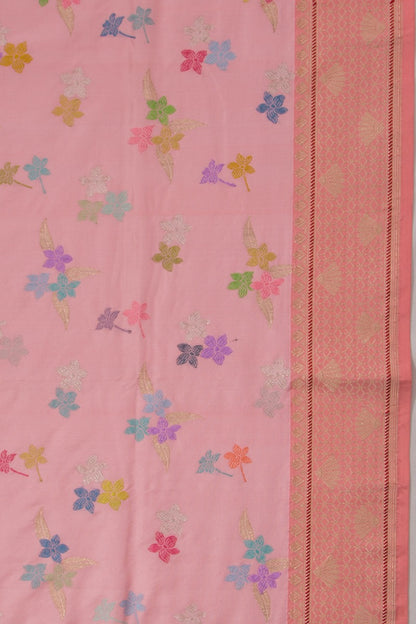 Banarasi Silk Jaal Baby Pink Saree