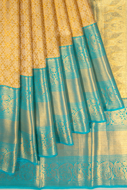 Kanchipuram Silk Tissue Brocade Gold Saree