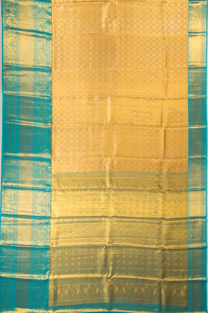 Kanchipuram Silk Tissue Brocade Gold Saree