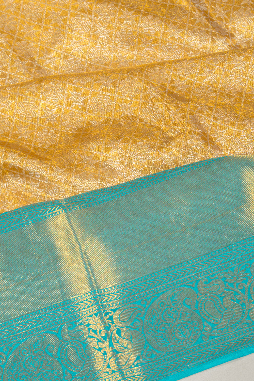 Kanchipuram Silk Tissue Brocade Gold Saree