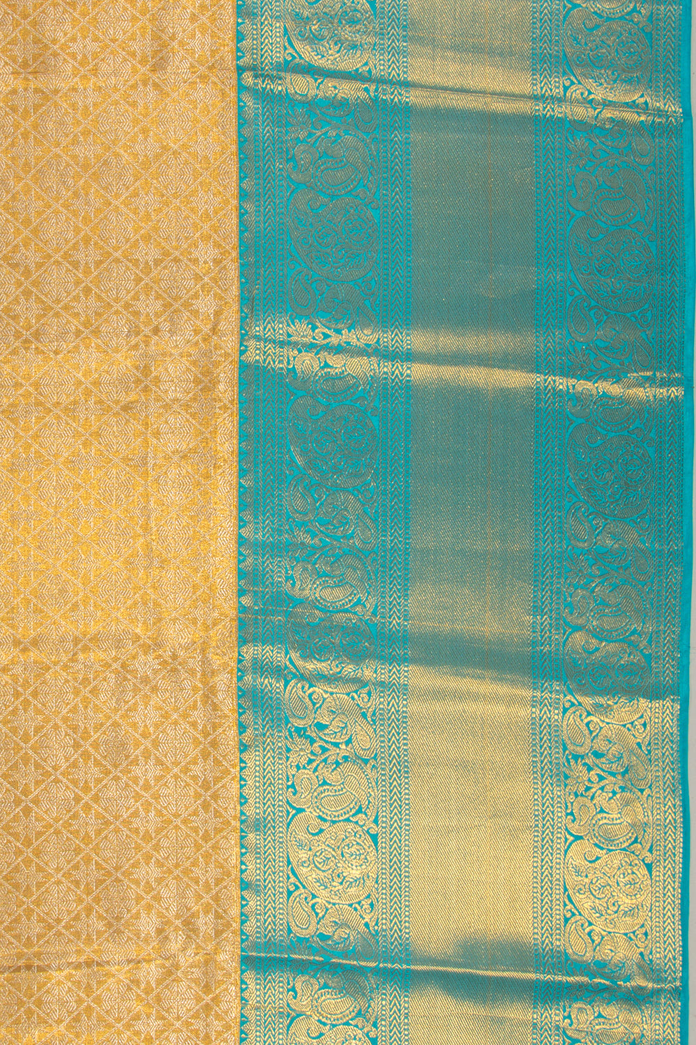 Kanchipuram Silk Tissue Brocade Gold Saree
