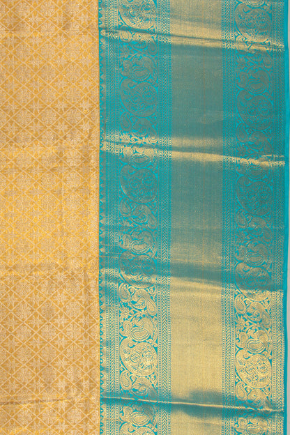 Kanchipuram Silk Tissue Brocade Gold Saree