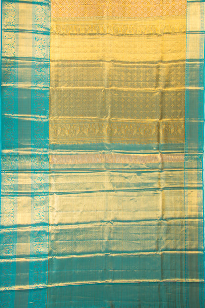 Kanchipuram Silk Tissue Brocade Gold Saree