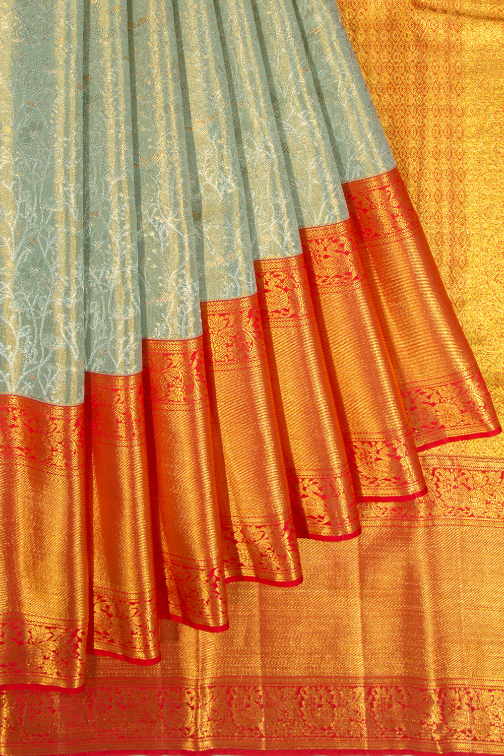Taranga Kanchi Silk Tissue Brocade Pastel Blue Saree