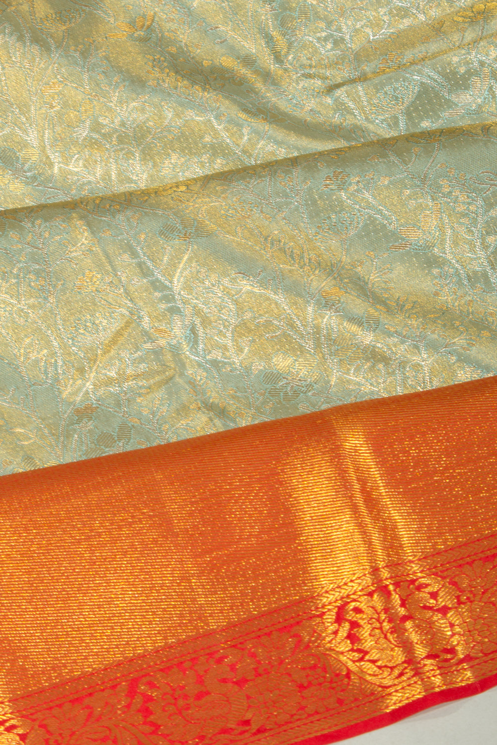 Taranga Kanchi Silk Tissue Brocade Pastel Blue Saree