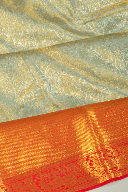 Taranga Kanchi Silk Tissue Brocade Pastel Blue Saree