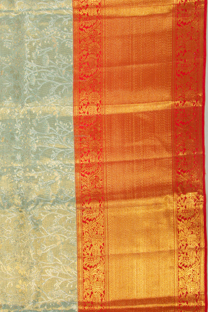 Taranga Kanchi Silk Tissue Brocade Pastel Blue Saree