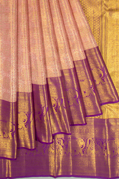 Taranga Kanchi Silk Tissue Brocade Pastel Pink Saree
