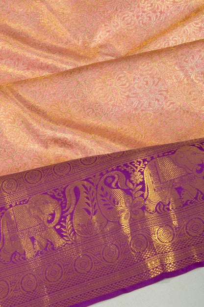 Taranga Kanchi Silk Tissue Brocade Pastel Pink Saree