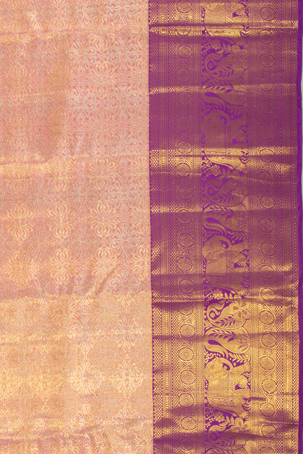 Taranga Kanchi Silk Tissue Brocade Pastel Pink Saree