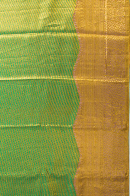 Taranga Kanchi Silk Tissue Diagonal Lines Green Saree